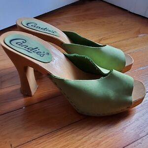 Candie's Lime Green Wooden Heels